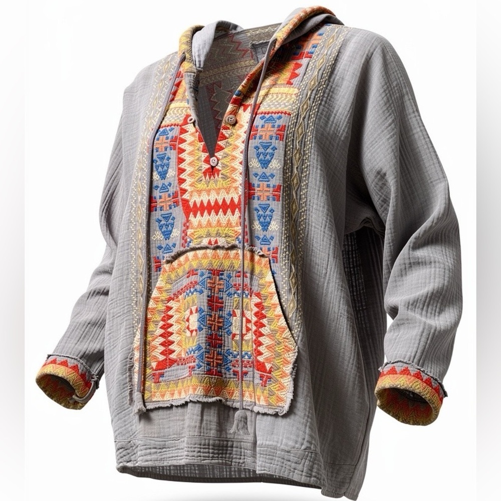 Johnny Was Bertha Gauze Hoodie lightweight Sweatshirt size XS - Picture 3 of 10